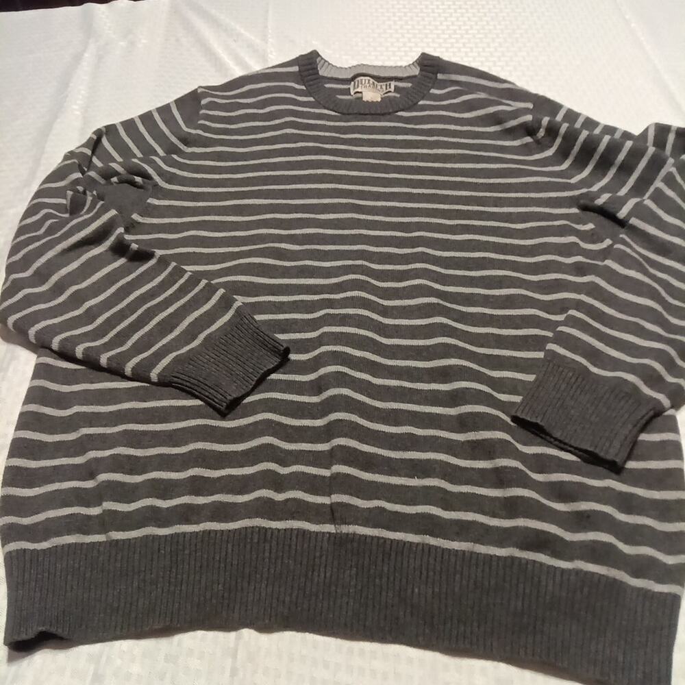 Duluth Trading mens Crewneck Sweater Lg Cotton Blend Long Sleeve Gray Pullover